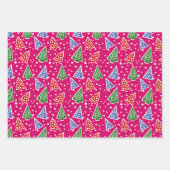 Drei Töne rosa Weihnachtsbäume Geschenkpapier Set (Vorderseite)