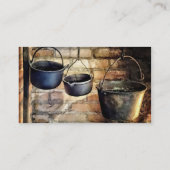 Drei Töpfe in der kolonialen Küche Visitenkarte (Rückseite)