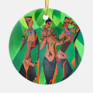 Drei traditionelle schwarze Frauen mit ethnischer Keramik Ornament
