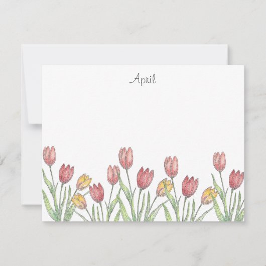 Drei Tulips farbiger Stift, Stift und Tintenzeichn Mitteilungskarte (Vorderseite)