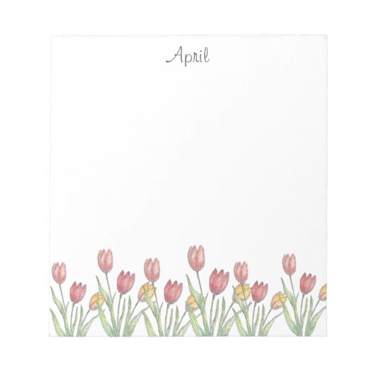 Drei Tulips farbiger Stift, Stift und Tintenzeichn Notizblock (Vorderseite)