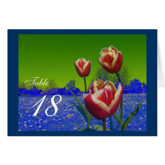 Drei Tulpe-Blume Abendessen Tischnummer-Karten. (Vorderseite (Horizontal))