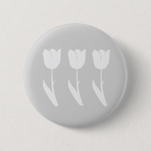 Drei Tulpen in Grau und Weiß Button