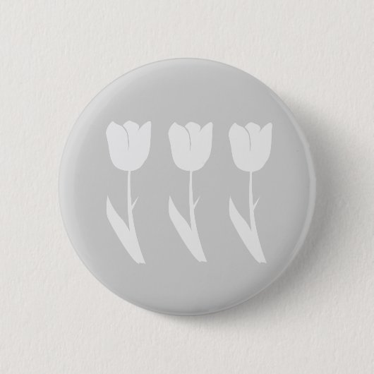 Drei Tulpen in Grau und Weiß Button (Vorderseite)