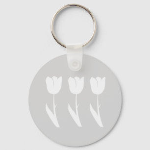 Drei Tulpen in Grau und Weiß Schlüsselanhänger