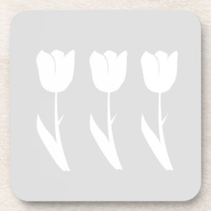 Drei Tulpen in Grau und Weiß Untersetzer