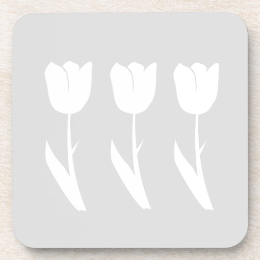 Drei Tulpen in Grau und Weiß Untersetzer (Vorderseite)