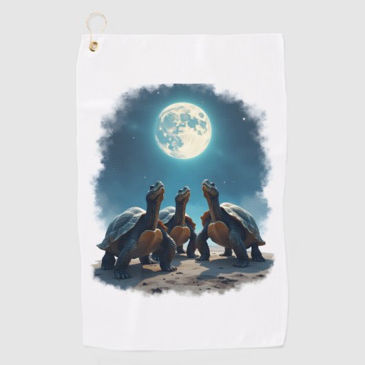 Drei Türken Howl auf dem Mond Wildlife Berg Tur Golfhandtuch (Vorderseite)