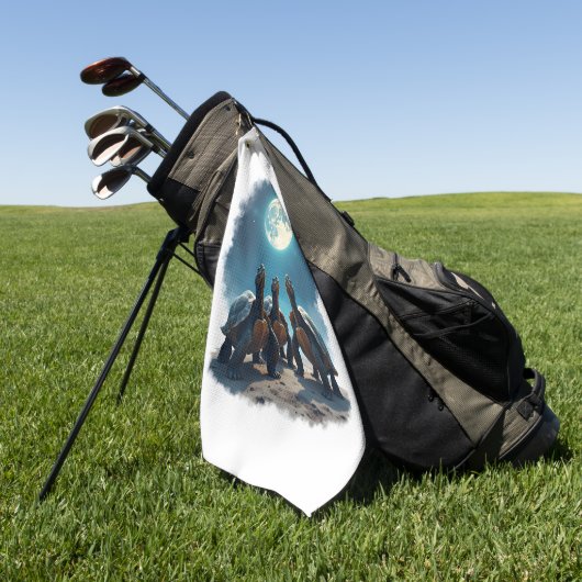 Drei Türken Howl auf dem Mond Wildlife Berg Tur Golfhandtuch (Gras)