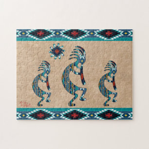 Drei türkisfarbene Kokopelli Jigsaw Puzzle