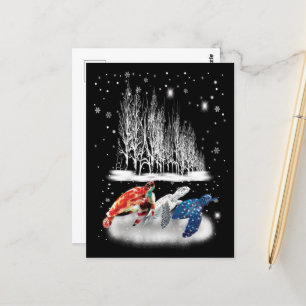 Drei Turtle American T - Shirt Snowflake Weihnacht Postkarte