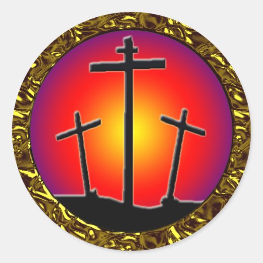 DREI ÜBERSCHREITUNGEN RUNDER AUFKLEBER (Vorderseite)