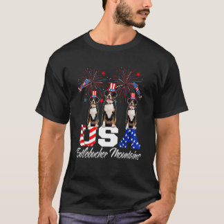 Drei US Entlebucher Mountain American Flag Hat T-Shirt