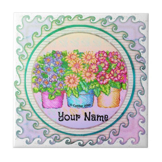 Drei Vasen Blumen Fliese (Vorderseite)