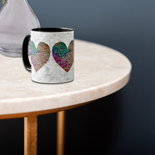 Drei verklebte Glasstiche auf Vintager Tasse