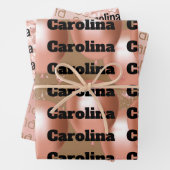 Drei verschiedene Designs für Ihren Namen Feminine Geschenkpapier Set (Beispiel)