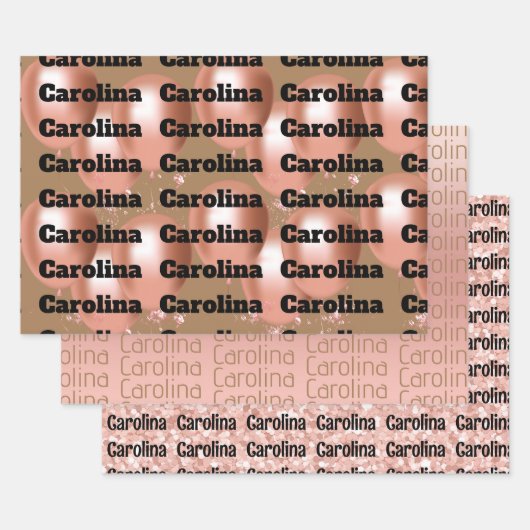 Drei verschiedene Designs für Ihren Namen Feminine Geschenkpapier Set (Set)