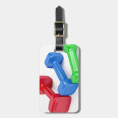 Drei verschiedene Dumbbells Gepäckanhänger (Vorderseite vertikal)