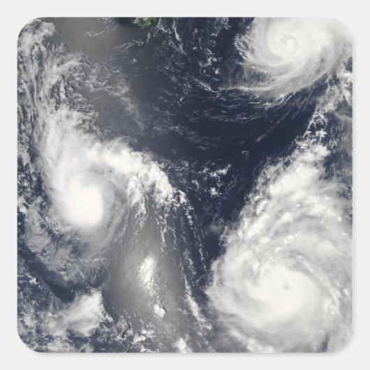 Drei verschiedene Taifune Quadratischer Aufkleber (Vorderseite)