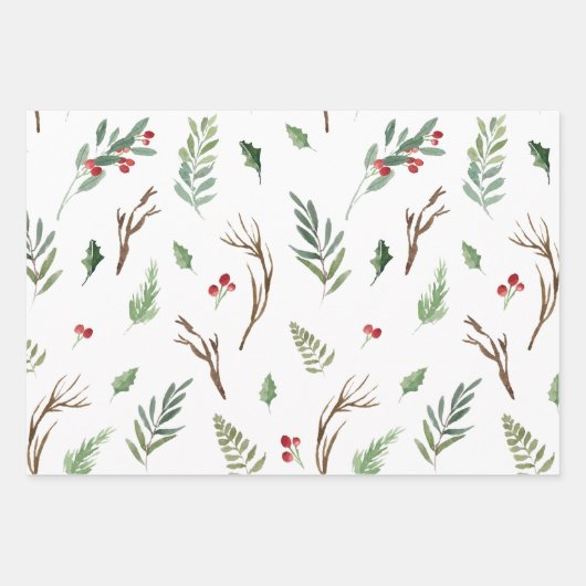 Drei verschiedene Weihnachtsmuster Geschenkpapier Set (Vorderseite 3)