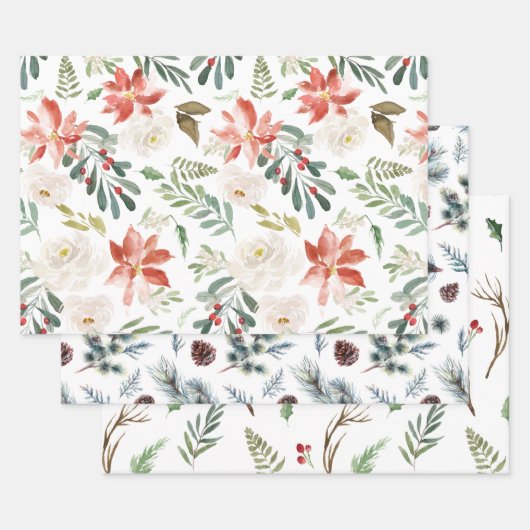 Drei verschiedene Weihnachtsmuster Geschenkpapier Set (Set)