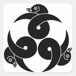 Drei verschlungene Wildgänse, Köpfe nach außen ger Quadratischer Aufkleber