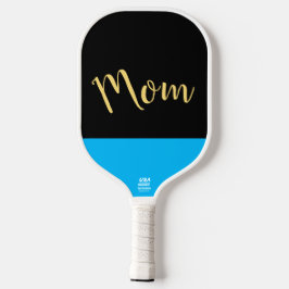 Drei Viertel Script Black Yellow Sky Blue "Mama" Pickleball Schläger