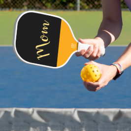 Drei Viertel Script Black Yellow Sky Blue "Mama" Pickleball Schläger