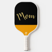 Drei Viertel Script Black Yellow Sky Blue "Mama" Pickleball Schläger (Vorderseite)