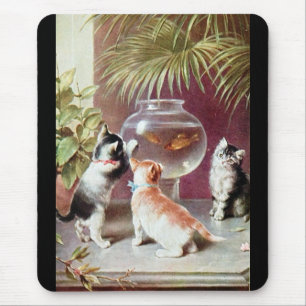 Drei viktorianische Kätzchen Mousepad