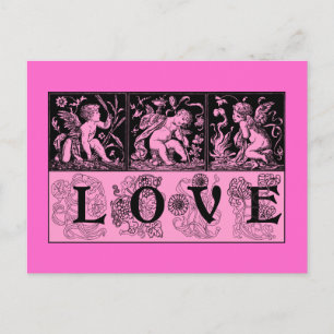 Drei Vintage-Bilder von Cupid-Liebesdesign Postkarte