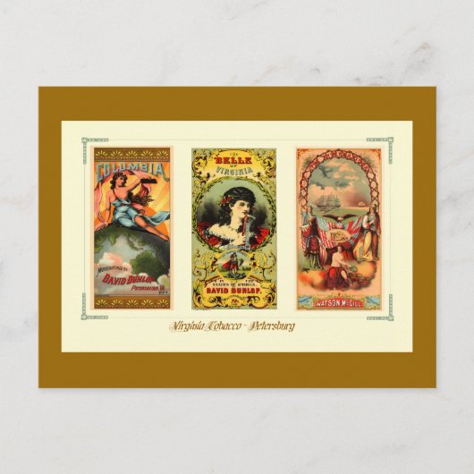 Drei Vintage Cigar Labels Virginia Postkarte (Vorderseite)