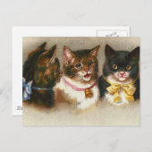 "Drei Vintage Katzen" Postkarte (Vorne/Hinten)