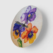 Drei Vintage Pansy-Blume farbige Stifte Runde Wanduhr (Winkel)