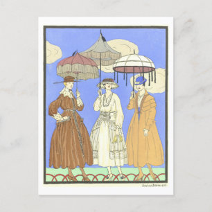 Drei Vintage Sonnenschirme Postkarte