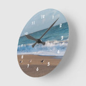 drei Vögel am Strand Foto Florida Runde Wanduhr (Winkel)