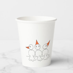 Drei Vögel auf dem Draht Pappbecher