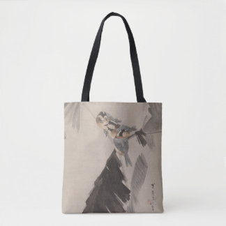 Drei Vögel auf einem Ast von Watanabe Seitei Tasche