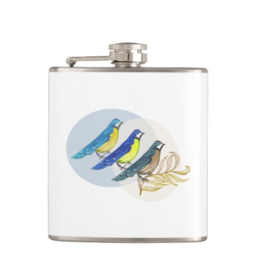 Drei Vögel Flachmann (Vorderseite)