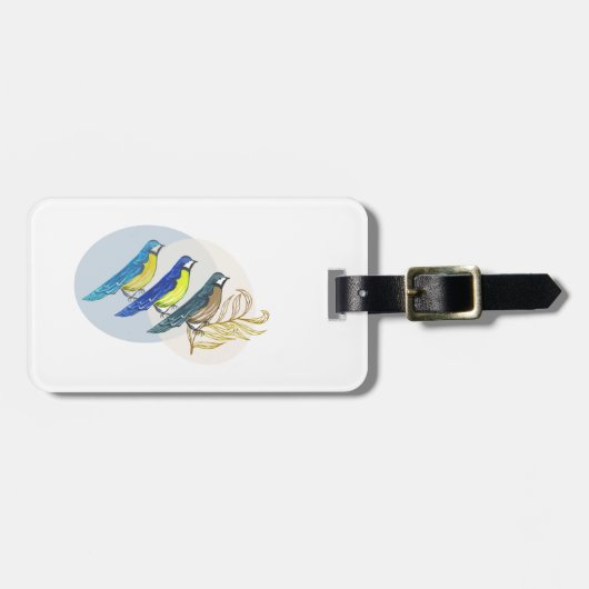 Drei Vögel Gepäckanhänger (Vorderseite horizontal)