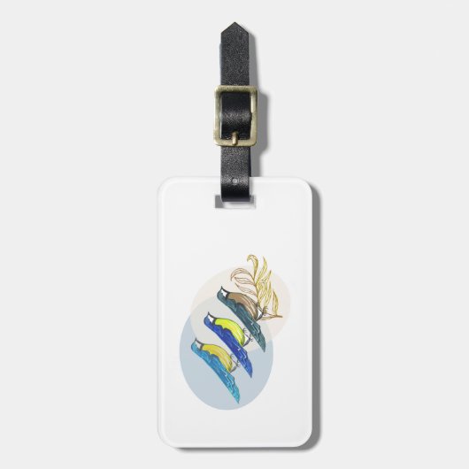 Drei Vögel Gepäckanhänger (Vorderseite vertikal)