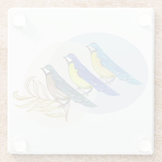 Drei Vögel Glasuntersetzer (Rückseite)