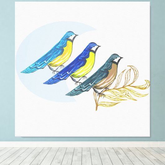 Drei Vögel Leinwanddruck (Insitu (Holzboden))