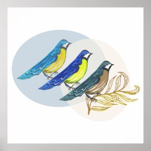 Drei Vögel Poster