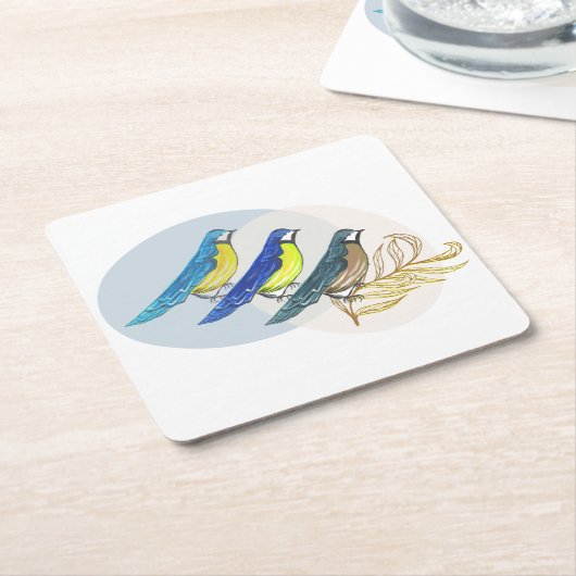 Drei Vögel Rechteckiger Pappuntersetzer (angewinkelt)
