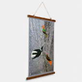 Drei Vögel Wandteppich Mit Holzrahmen (Gewinkelt)