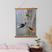 Drei Vögel Wandteppich Mit Holzrahmen (Schlafzimmer)