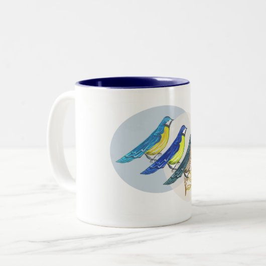 Drei Vögel Zweifarbige Tasse (Vorderseite Links)