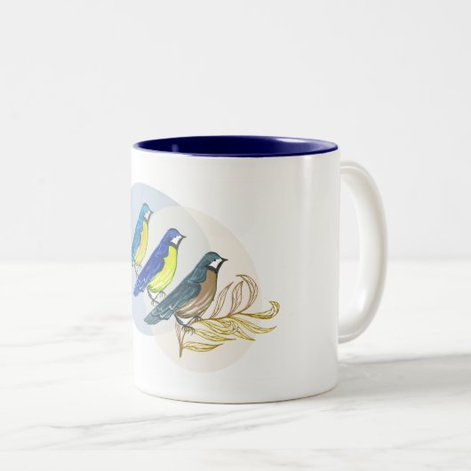 Drei Vögel Zweifarbige Tasse (VorderseiteRechts)