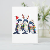 Drei Wale mit Weihnachtsfeiertag-Weihnachtsmannmüt Dankeskarte (Stehend Vorderseite)
